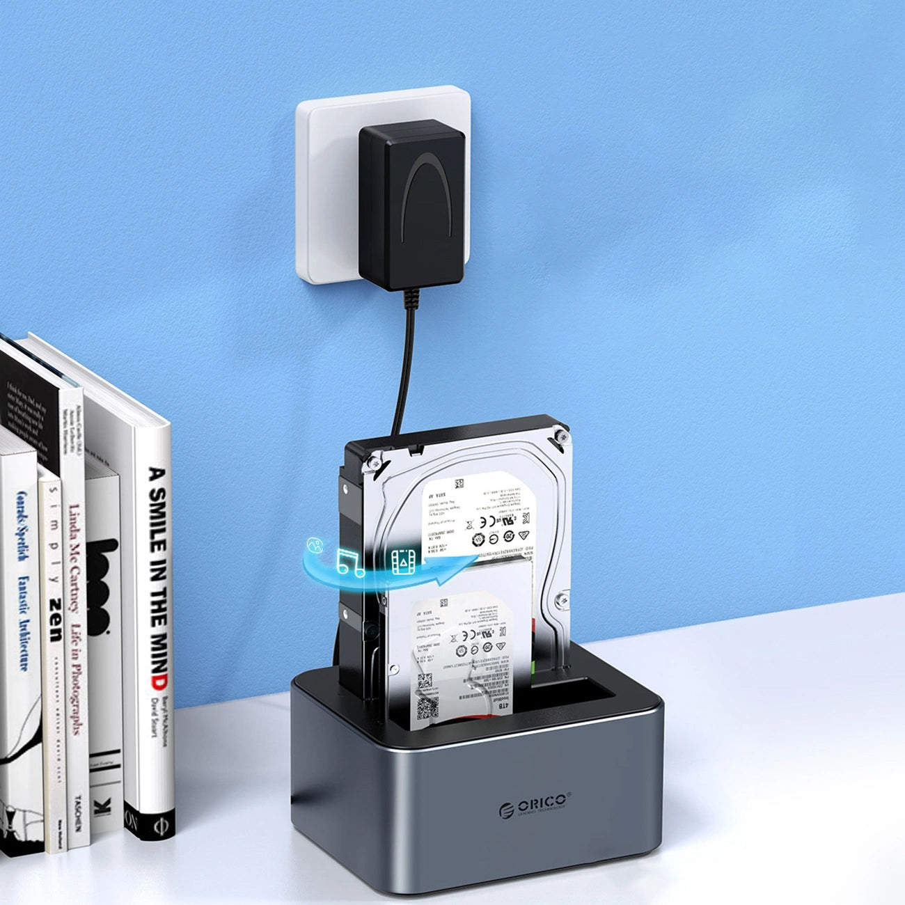 Orico 6626C3-C-V1 2-Laufwerk Dockingstation für HDD / SSD SATA 2,5 Zoll / 3,5 Zoll, Grau