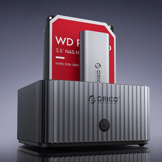 Station d'accueil Orico IT28E-C pour HDD / SSD SATA 2,5 pouces / 3,5 pouces - SSD SATA M.2 NVMe, Gris