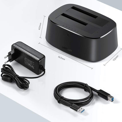UGREEN CM198 Dockingstation (50857) für HDD / SSD SATA 2,5 Zoll / 3,5 Zoll, Schwarz