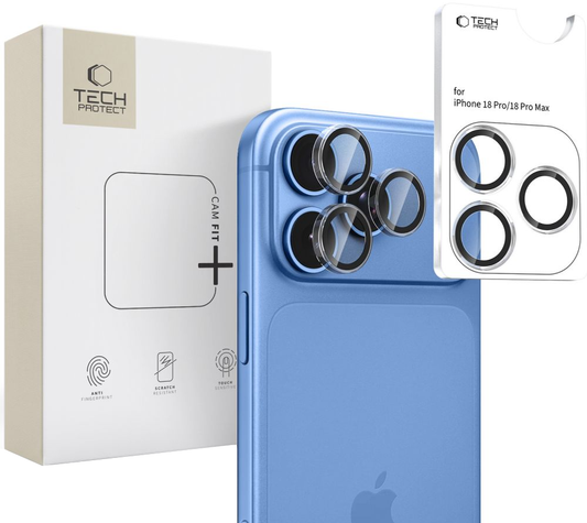 Schutzfolie für die Rückkamera Tech-Protect CamRing Fit+ für Apple iPhone 18 Pro / 18 Pro Max, gehärtetes Glas, transparent