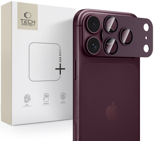 Pellicola protettiva per fotocamera posteriore Tech-Protect CamFull Fit+ per Apple iPhone 18 Pro Max, vetro temperato, vinaccia