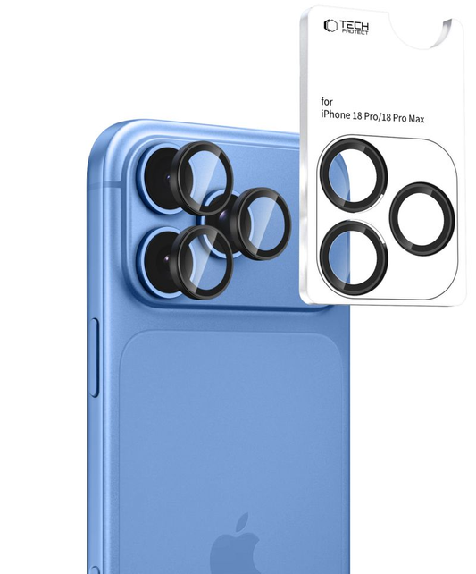 Schutzfolie für die Rückkamera Tech-Protect CamRing Fit+ für Apple iPhone 18 Pro / 18 Pro Max, gehärtetes Glas, schwarz