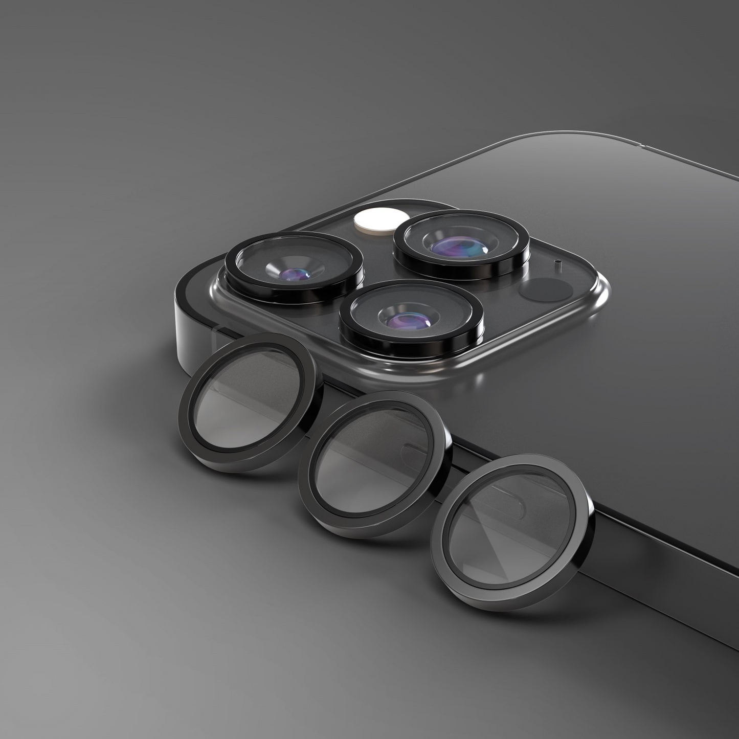 Film de protection pour caméra arrière Etteri pour Apple iPhone 16 Pro Max / 16 Pro, Verre trempé, Noir