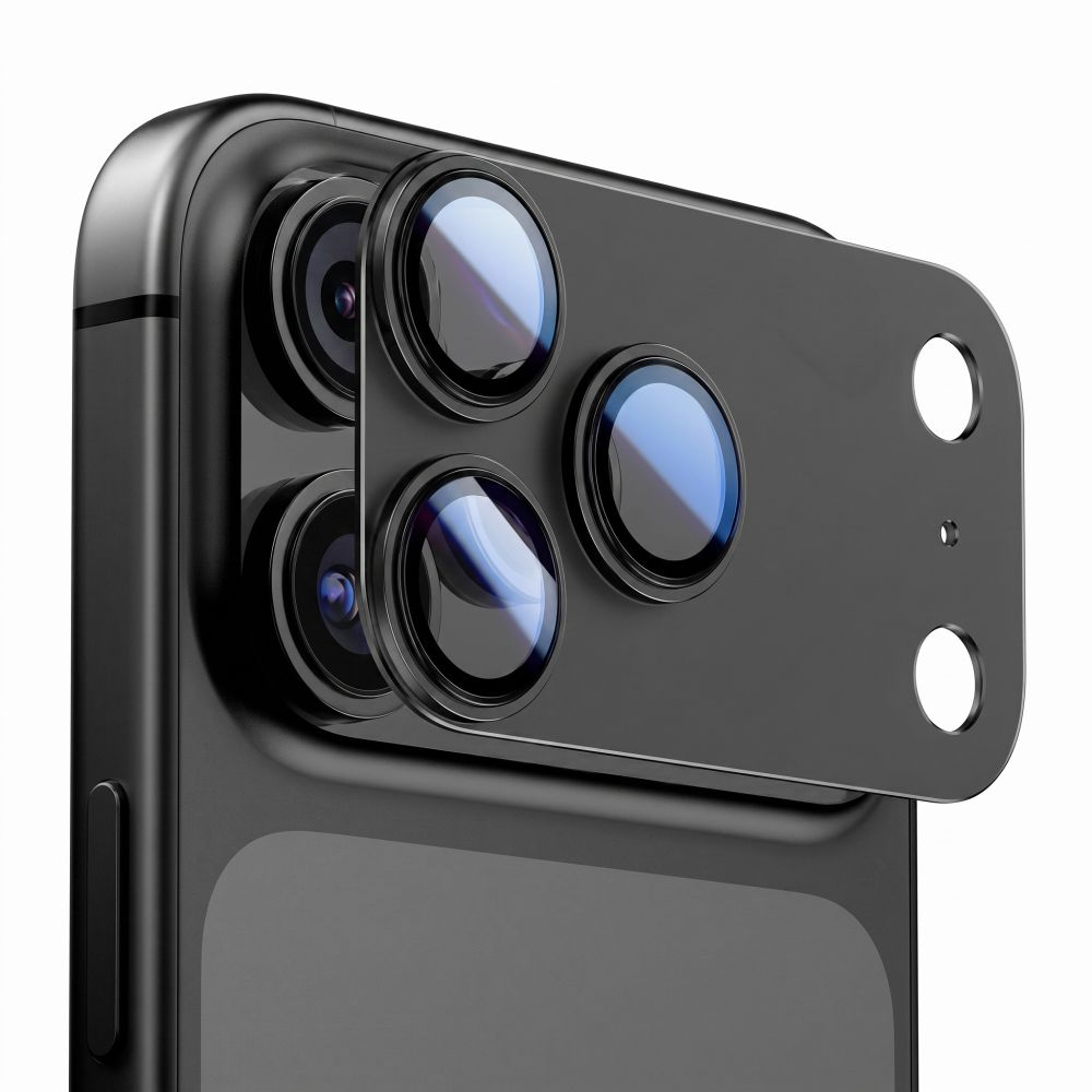 Pellicola protettiva per fotocamera posteriore Tech-Protect CamFull Fit+ per Apple iPhone 18 Pro Max, vetro temperato, nero