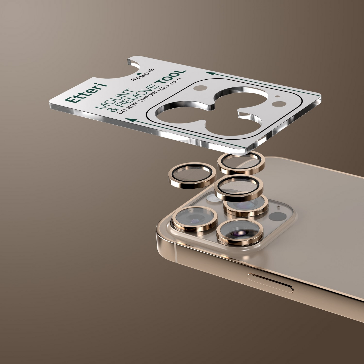 Film de protection pour caméra arrière Etteri pour Apple iPhone 16 Pro Max / 16 Pro, Verre trempé, Bronze