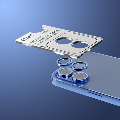 Film de protection pour caméra arrière Etteri pour Apple iPhone 16 Plus / 16, Verre trempé, Bleu