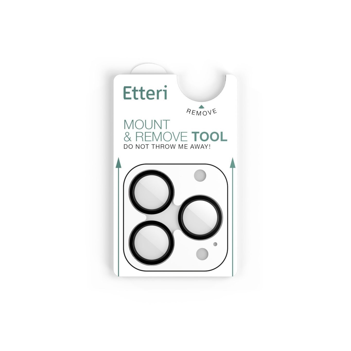 Film de protection pour caméra arrière Etteri pour Apple iPhone 16 Pro Max / 16 Pro, Verre trempé, Noir