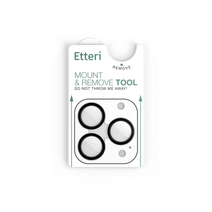 Film de protection pour caméra arrière Etteri pour Apple iPhone 16 Pro Max / 16 Pro, Verre trempé, Noir