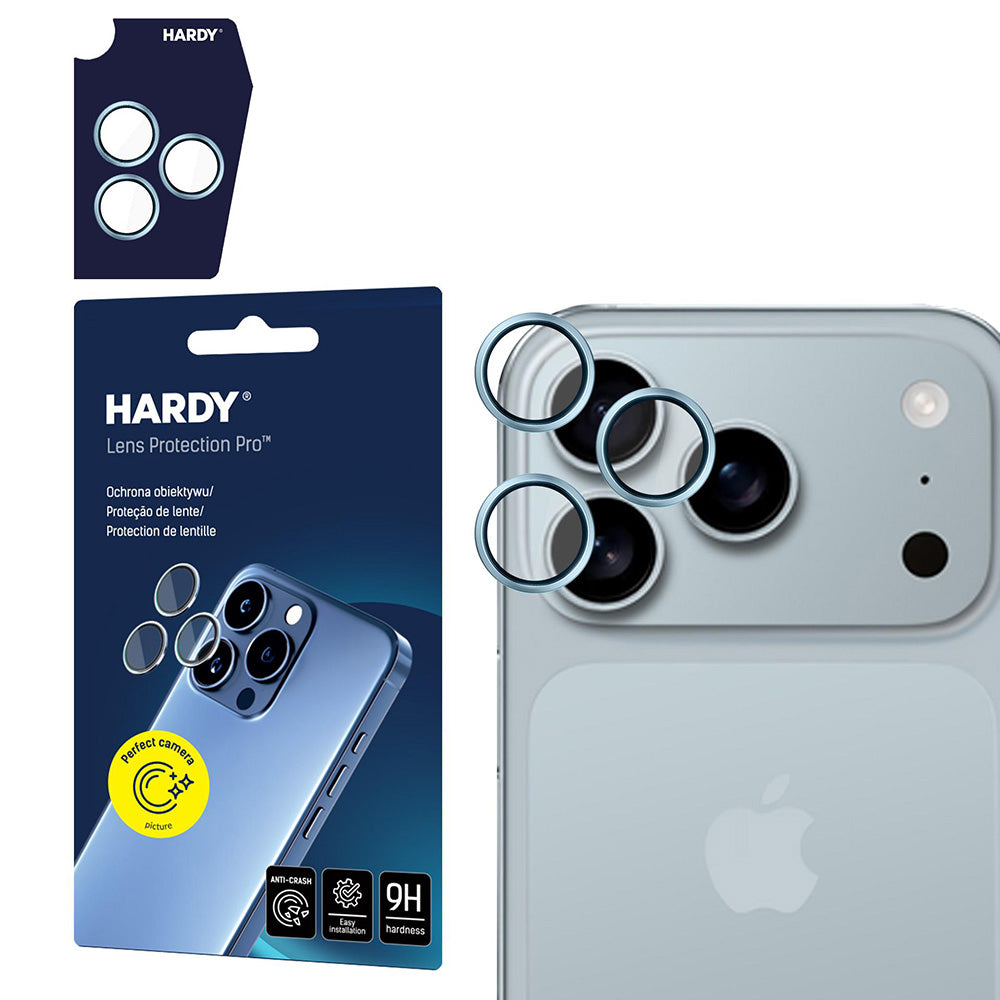 Pellicola Protettiva Posteriore Camera 3MK Hardy Protection Pro per Apple iPhone 17 Pro Max / 17 Pro, Vetro Temperato, Blu