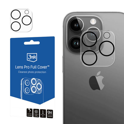 3MK Pro Full Cover Rear Camera Protection Film for Apple iPhone 14 Pro, Tempered Glass, Transparent