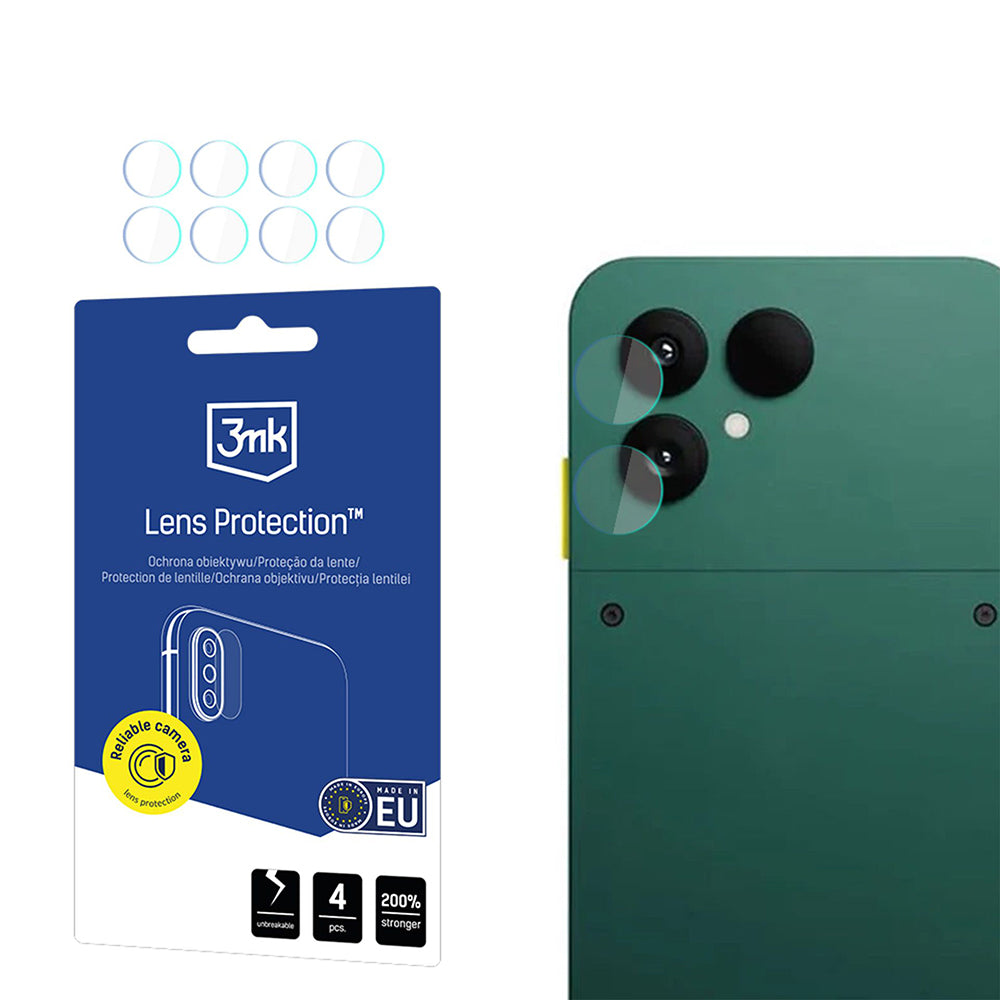 3MK Schutzfolie für die Rückkamera des Fairphone 6, gehärtetes Glas, 4er-Set, transparent