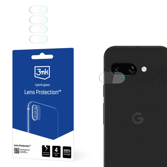 Pellicola protettiva per fotocamera posteriore 3MK Protection per Google Pixel 9a, vetro flessibile, set da 4 pezzi, trasparente