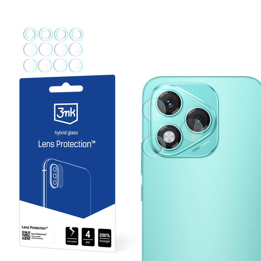 3MK Schutzfolie für die Rückkamera des Honor 400 Lite, flexible Glasfolie, 4er-Set, transparent