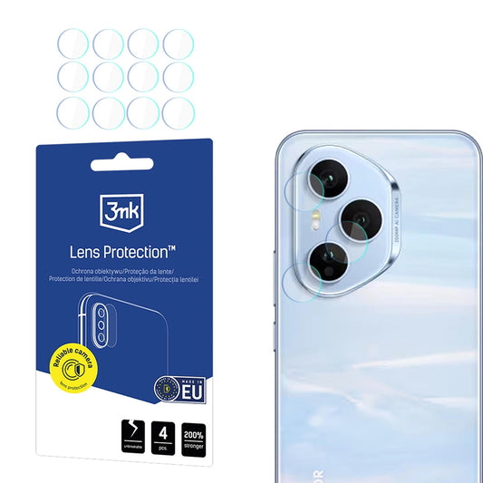 Pellicola protettiva per fotocamera posteriore 3MK Protection per Honor 400 Pro, Vetro Flessibile, Set da 4 pezzi, Trasparente