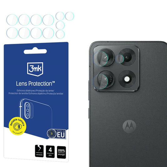 Film de protection pour caméra arrière 3MK Protection pour Motorola Edge 70 Max, Verre trempé, Lot de 4 pièces, Transparent