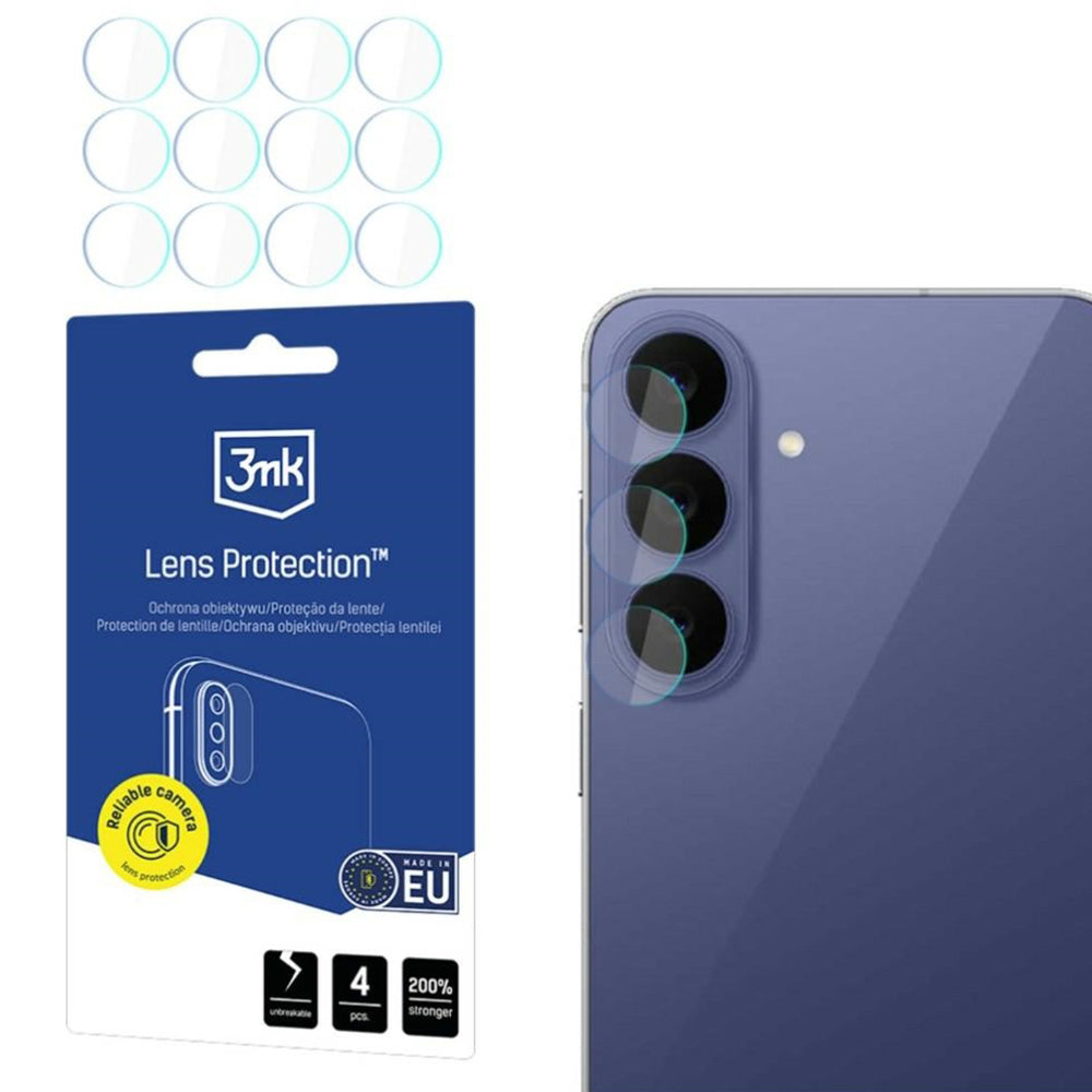 Pellicola protettiva per fotocamera posteriore 3MK Protection per Samsung Galaxy S26 FE S741, vetro temperato, set da 4 pezzi, trasparente