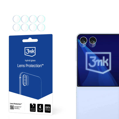 Pellicola protettiva per fotocamera posteriore 3MK Protection per Samsung Galaxy Z Flip7 F766, Vetro Flessibile, Set da 4 pezzi, Trasparente