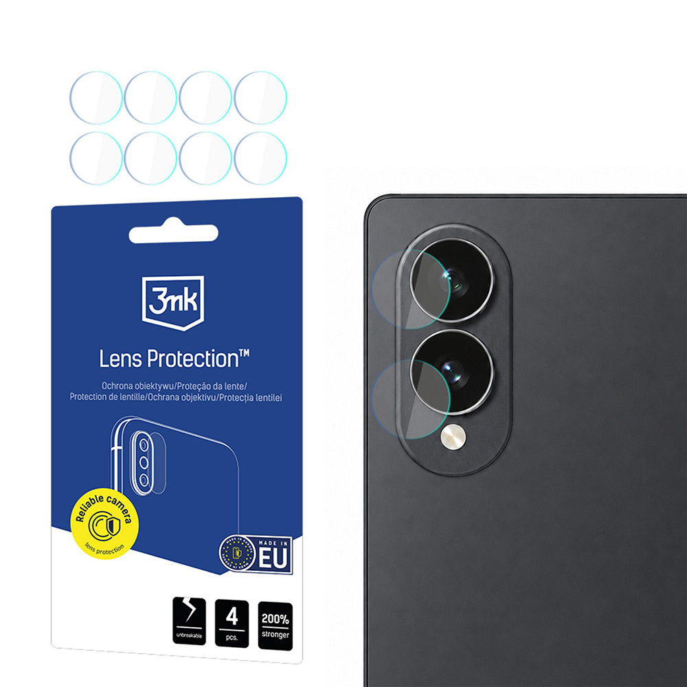 Pellicola protettiva per fotocamera posteriore 3MK Protection per Samsung Galaxy Z Fold8 F976, vetro temperato, set da 4 pezzi, trasparente