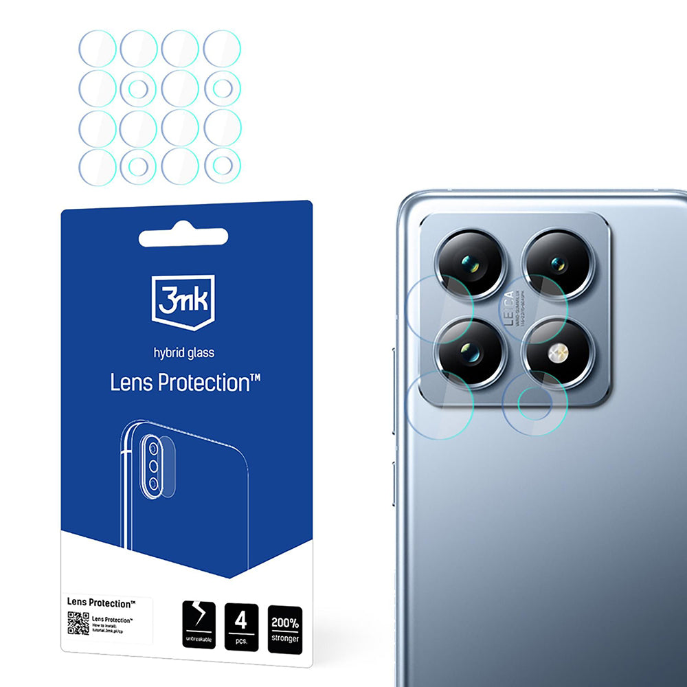 Film de protection pour caméra arrière 3MK Protection pour Xiaomi 14T Pro / 14T, Verre flexible, Set de 4 pièces, Transparent