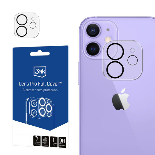 Pellicola protettiva per fotocamera posteriore 3MK Protection Pro per Apple iPhone 12, vetro temperato, nero