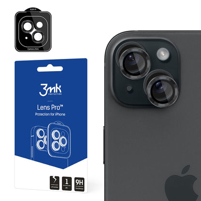 3MK Protection Pro Rückkamera-Schutzfolie für Apple iPhone 15, gehärtetes Glas, Grau