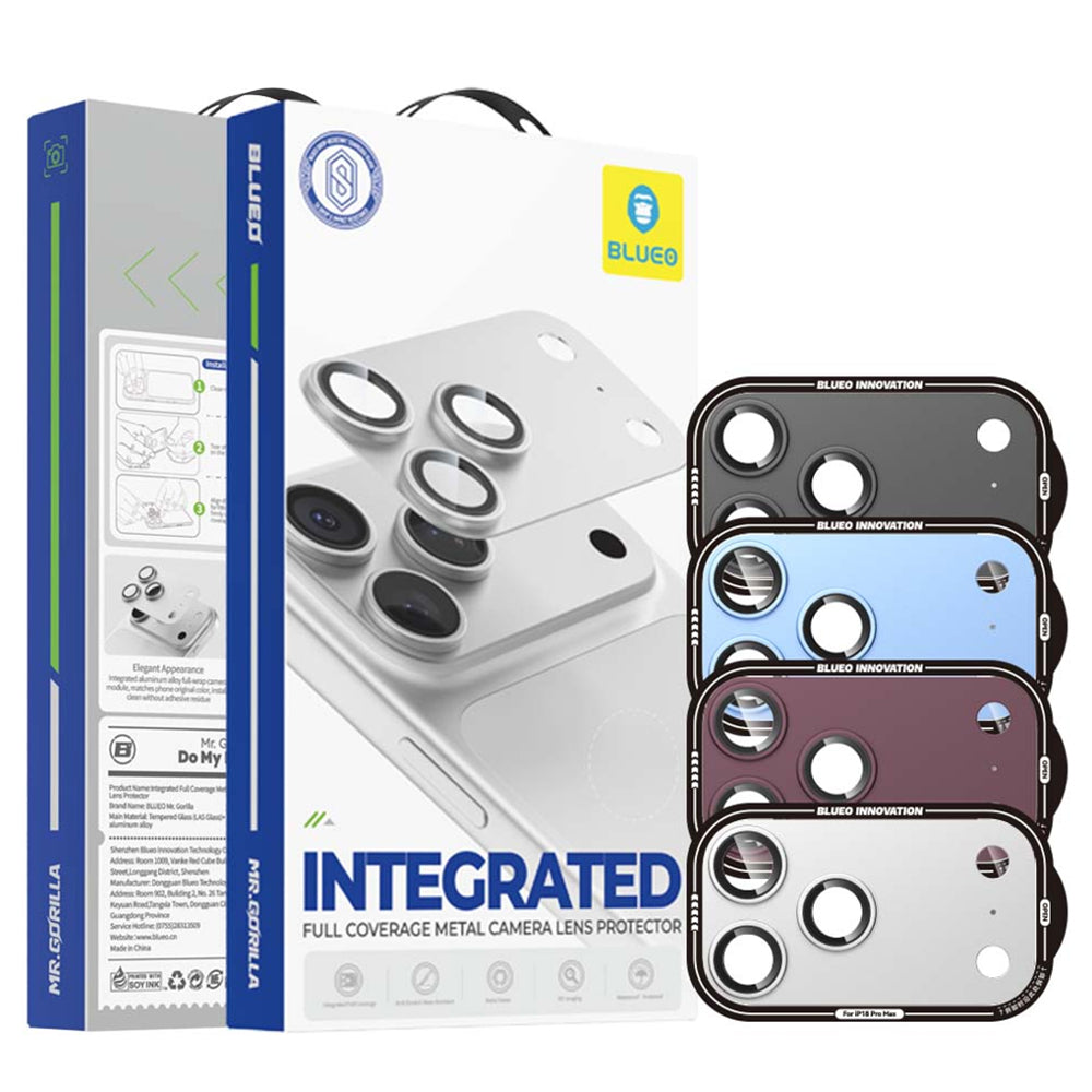 Protection pour caméra arrière Blueo Integrated Metal pour Apple iPhone 18 Pro Max, verre trempé, noire