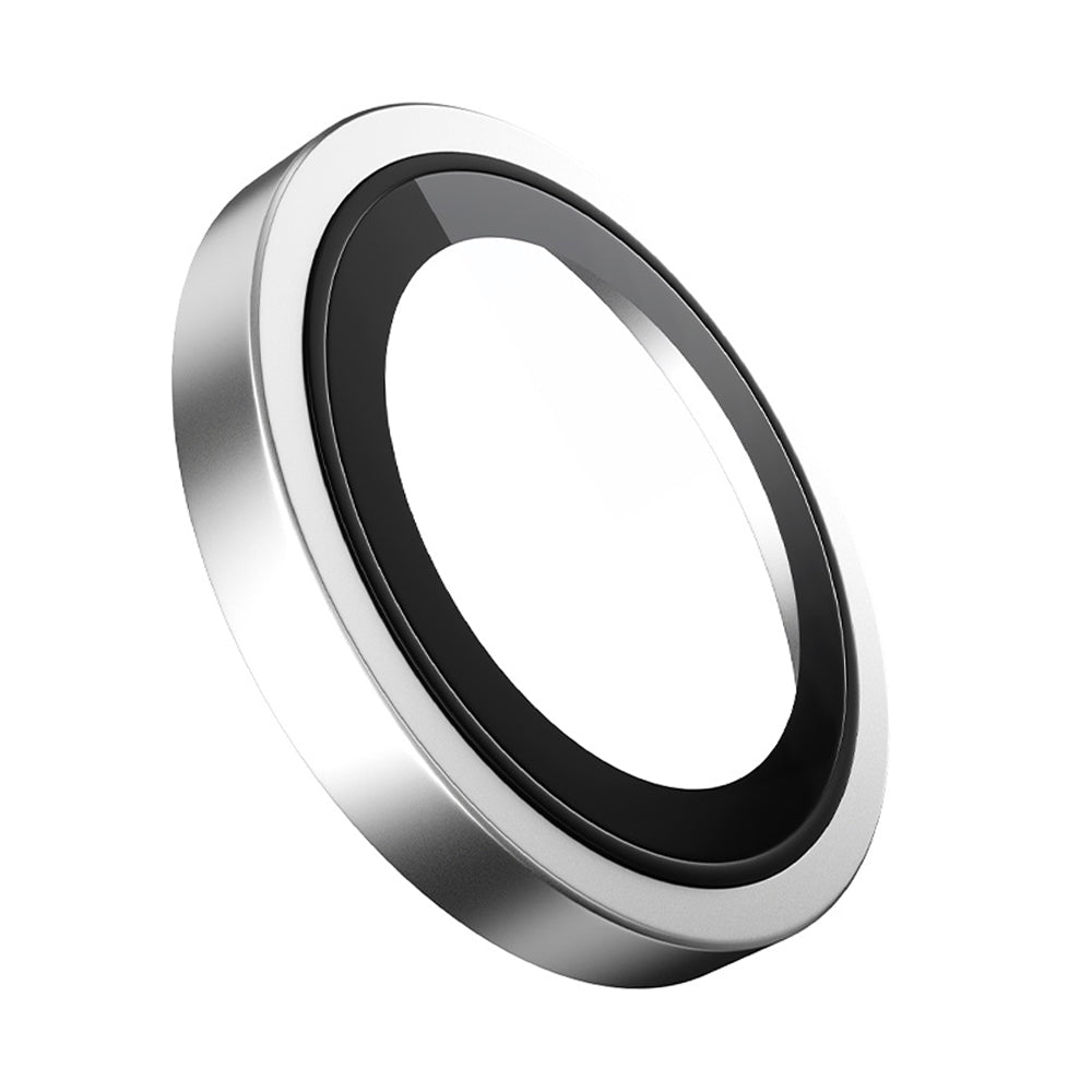 Blueo Metal Frame Rear Camera Protective Film for Apple iPhone 16 Plus / 16, Tempered Glass, Silver
