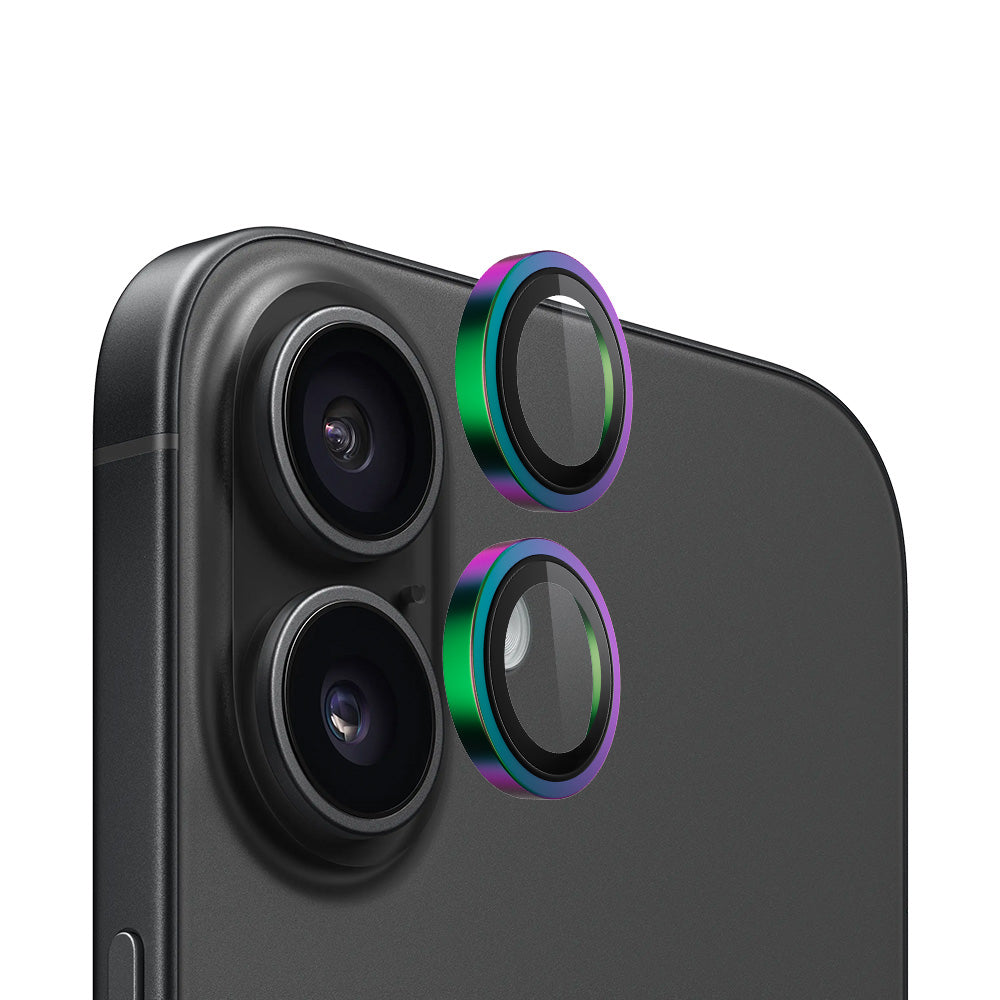 Film de protection pour caméra arrière Blueo Metal Frame pour Apple iPhone 16 Plus / 16, Verre trempé, Multicolore