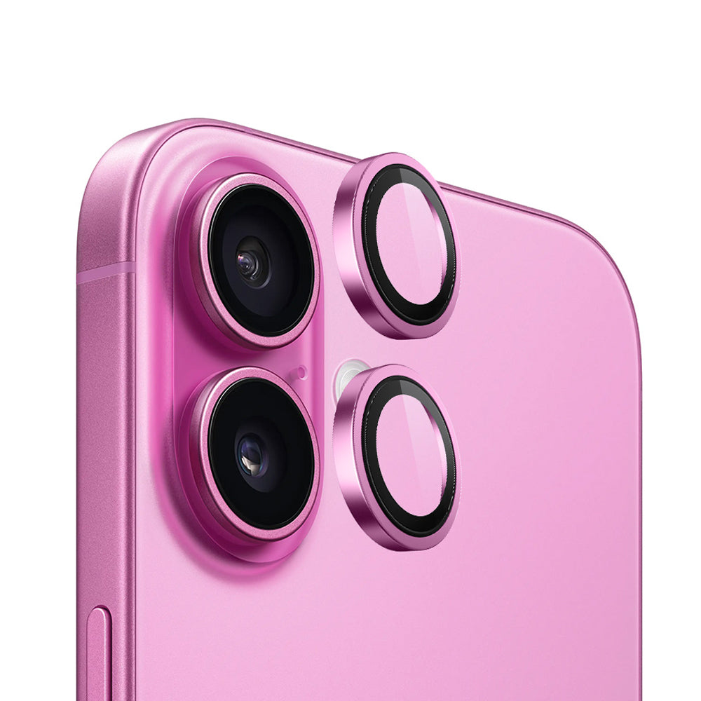 Schutzfolie für die Rückkamera Blueo Metal Frame für Apple iPhone 16 Plus / 16, gehärtetes Glas, Rosa
