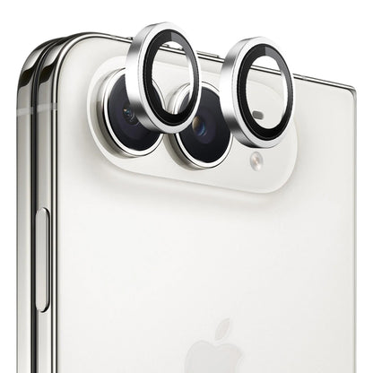 Protection pour caméra arrière Blueo à cadre métallique pour Apple iPhone Duo, verre trempé, argentée