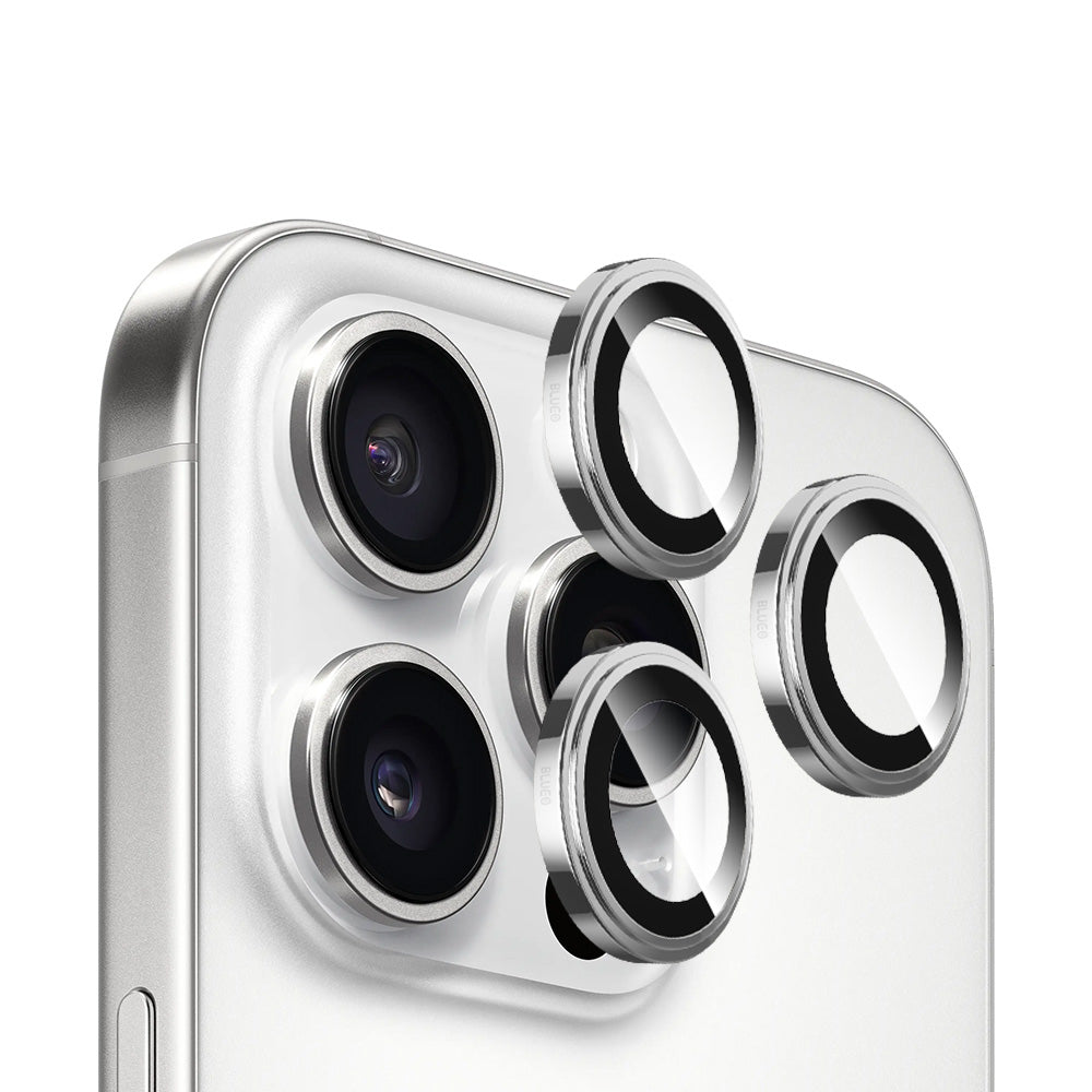 Pellicola protettiva per fotocamera posteriore Blueo Sapphire Crystal per Apple iPhone 16 Pro Max / 16 Pro, vetro temperato, argento