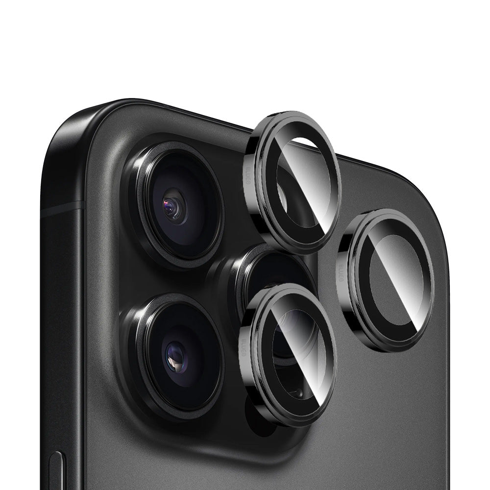 Pellicola protettiva per fotocamera posteriore Blueo Sapphire Crystal per Apple iPhone 16 Pro Max / 16 Pro, vetro temperato, nero