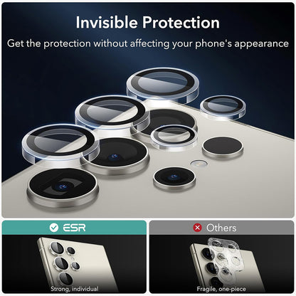 Film de protection pour caméra arrière ESR pour Samsung Galaxy S24 Ultra S928, Verre trempé, Lot de 2 pièces, Transparent