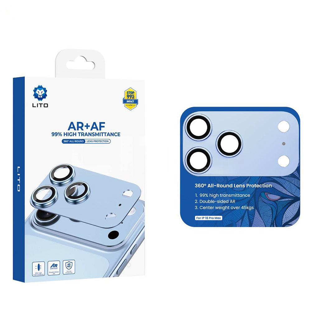 Schutzfolie für die Rückkamera Lito Crown Halo AR + AF für Apple iPhone 18 Pro Max, gehärtetes Glas, Blau