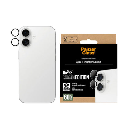 PanzerGlass Hoops Rear Camera Protector for Apple iPhone 17 / 16 Plus / 16, Tempered Glass, Transparent