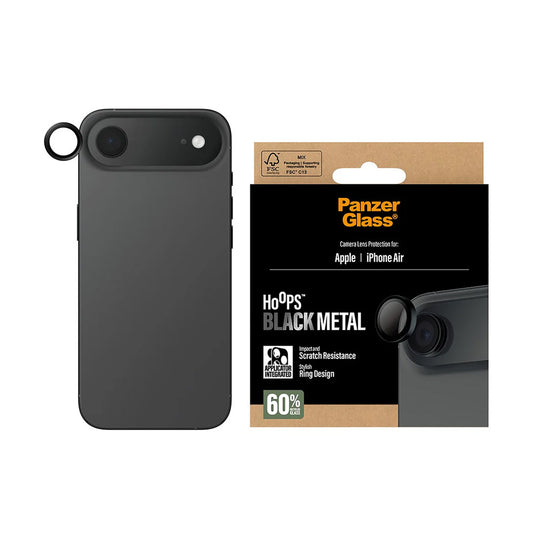 Film de protection pour caméra arrière PanzerGlass Hoops pour Apple iPhone 17 Air, Verre Trempé, Noir