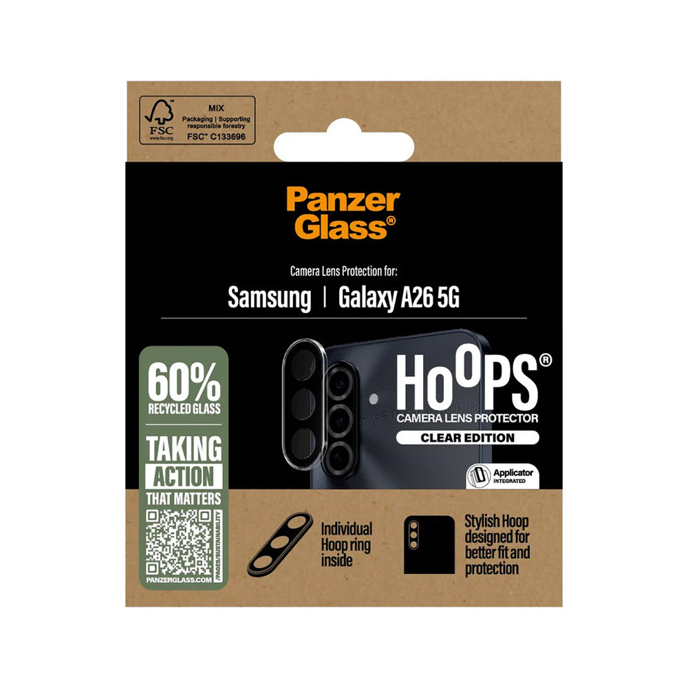 Film de protection pour caméra arrière PanzerGlass Hoops pour Samsung Galaxy A26 A266, Verre Trempé, Transparent