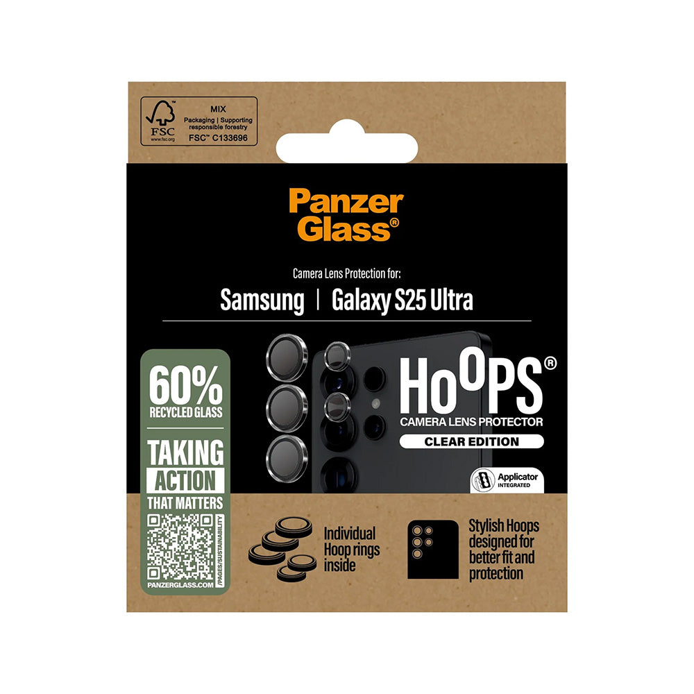 Film de protection Caméra Arrière PanzerGlass Hoops pour Samsung Galaxy S25 Ultra S938, Verre Trempé, Transparent