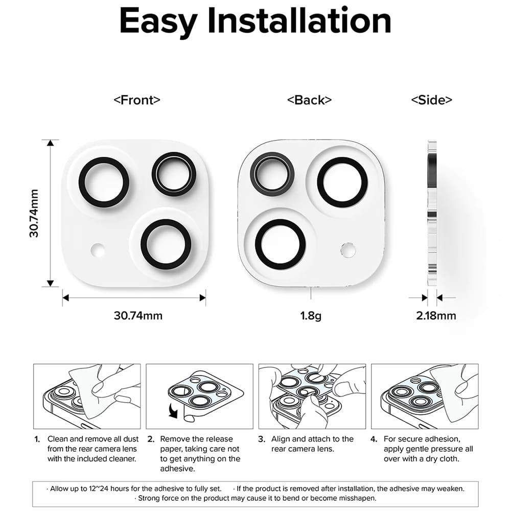 Pellicola Protettiva Posteriore Ringke per Apple iPhone 15 Plus / 15, Vetro Temperato, Set 2 pezzi, Trasparente