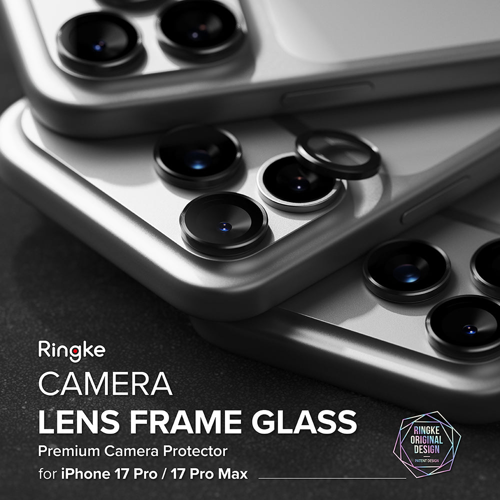 Film de protection Ringke pour caméra arrière Apple iPhone 17 Pro Max / 17 Pro, Verre trempé, Noir