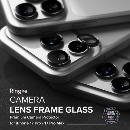 Film de protection Ringke pour caméra arrière Apple iPhone 17 Pro Max / 17 Pro, Verre trempé, Noir