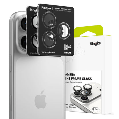 Film de protection Ringke pour caméra arrière Apple iPhone 17 Pro Max / 17 Pro, Verre trempé, Noir