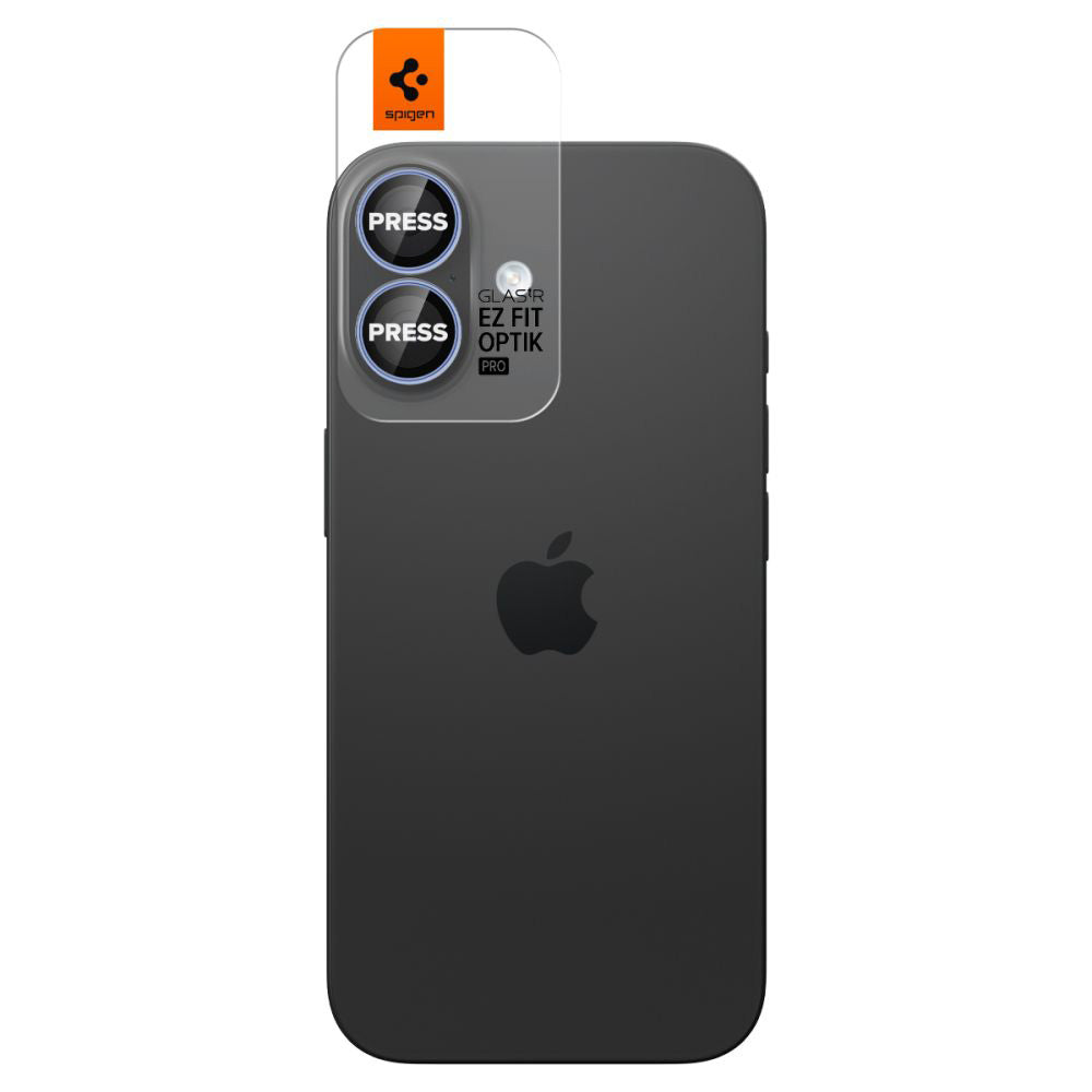 Film de protection pour caméra arrière Spigen GlastR EZ FIT Optik Pro pour Apple iPhone 17 / 16 Plus / 16, Verre trempé, Lot de 2 pièces, Bleu