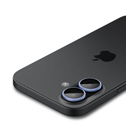 Film de protection pour caméra arrière Spigen GlastR EZ FIT Optik Pro pour Apple iPhone 17 / 16 Plus / 16, Verre trempé, Lot de 2 pièces, Bleu