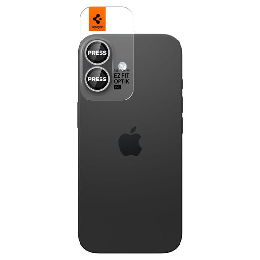Schutzfolie für die Rückkamera Spigen GlastR EZ FIT Optik Pro für Apple iPhone 17 / 16 Plus / 16, gehärtetes Glas, Set mit 2 Stück, Silberfarben