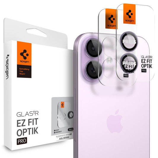 Schutzfolie für die Rückkamera Spigen GlastR EZ FIT Optik Pro für Apple iPhone 17 / 16 Plus / 16, gehärtetes Glas, Set mit 2 Stücken, Lila