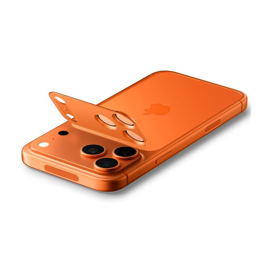 Film de protection pour caméra arrière Spigen GlastR EZ FIT Optik Pro pour Apple iPhone 17 Pro Max, Verre Trempé, Lot de 2 pièces, Orange