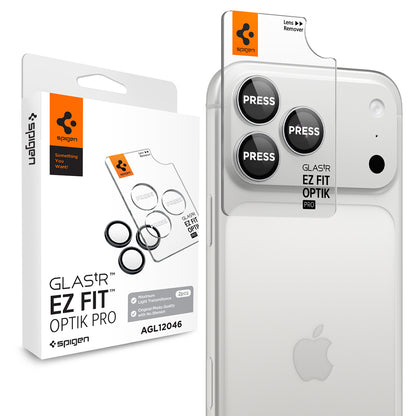 Film de protection pour caméra arrière Spigen GlastR EZ FIT Optik Pro pour Apple iPhone 18 Pro / 18 Pro Max, Verre trempé, Lot de 2 pièces, Argenté AGL12046