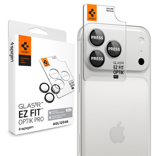 Film de protection pour caméra arrière Spigen GlastR EZ FIT Optik Pro pour Apple iPhone 18 Pro / 18 Pro Max, Verre trempé, Lot de 2 pièces, Argenté AGL12046