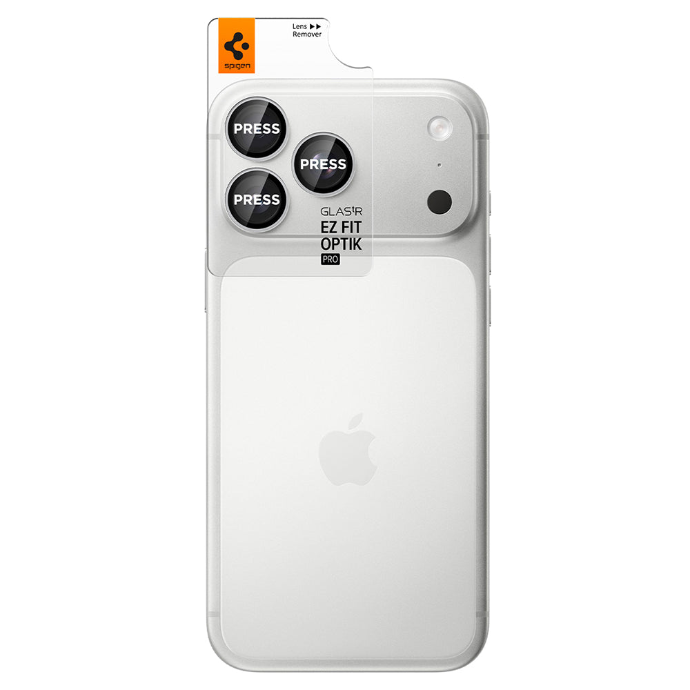 Film de protection pour caméra arrière Spigen GlastR EZ FIT Optik Pro pour Apple iPhone 18 Pro / 18 Pro Max, Verre trempé, Lot de 2 pièces, Argenté AGL12046
